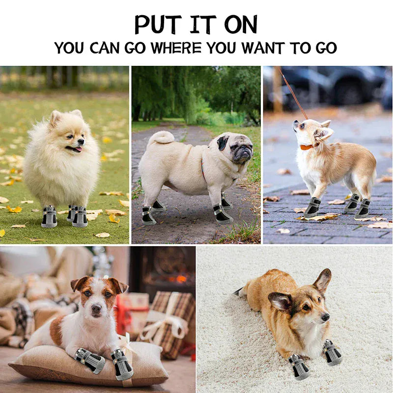 Breathable Dog Shoes - Anti-Slip Plush Boots for Small Medium Dogs
