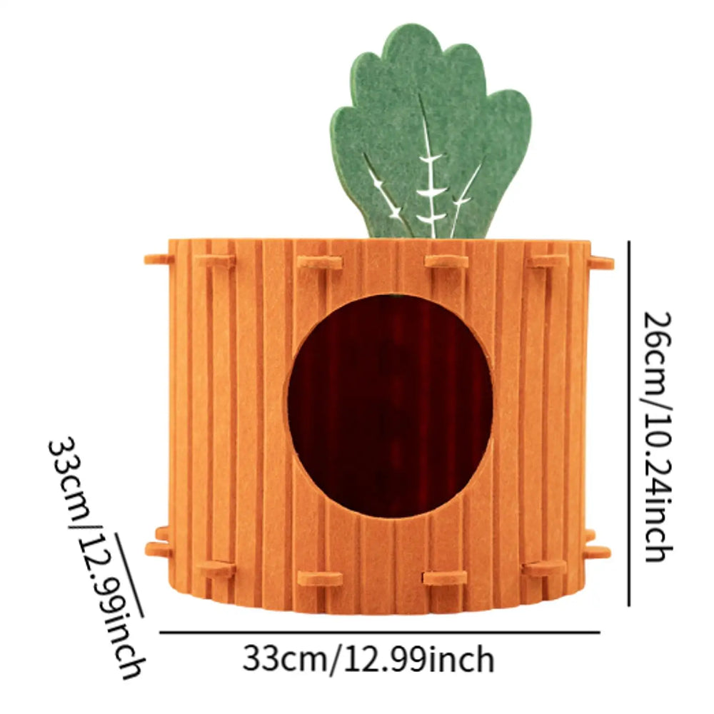 Carrot-Shaped Felt Cat Bed - Semi-Enclosed Hideaway for Small Pets