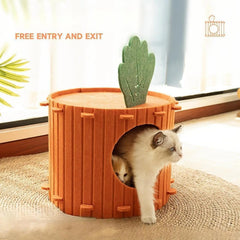 Carrot-Shaped Felt Cat Bed - Semi-Enclosed Hideaway for Small Pets