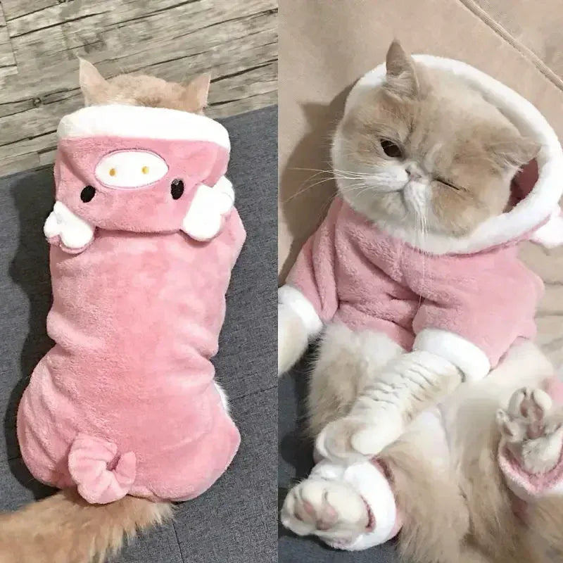 Cartoon Animal Dog & Cat Costume - Winter Warm Jumpsuit Pajamas