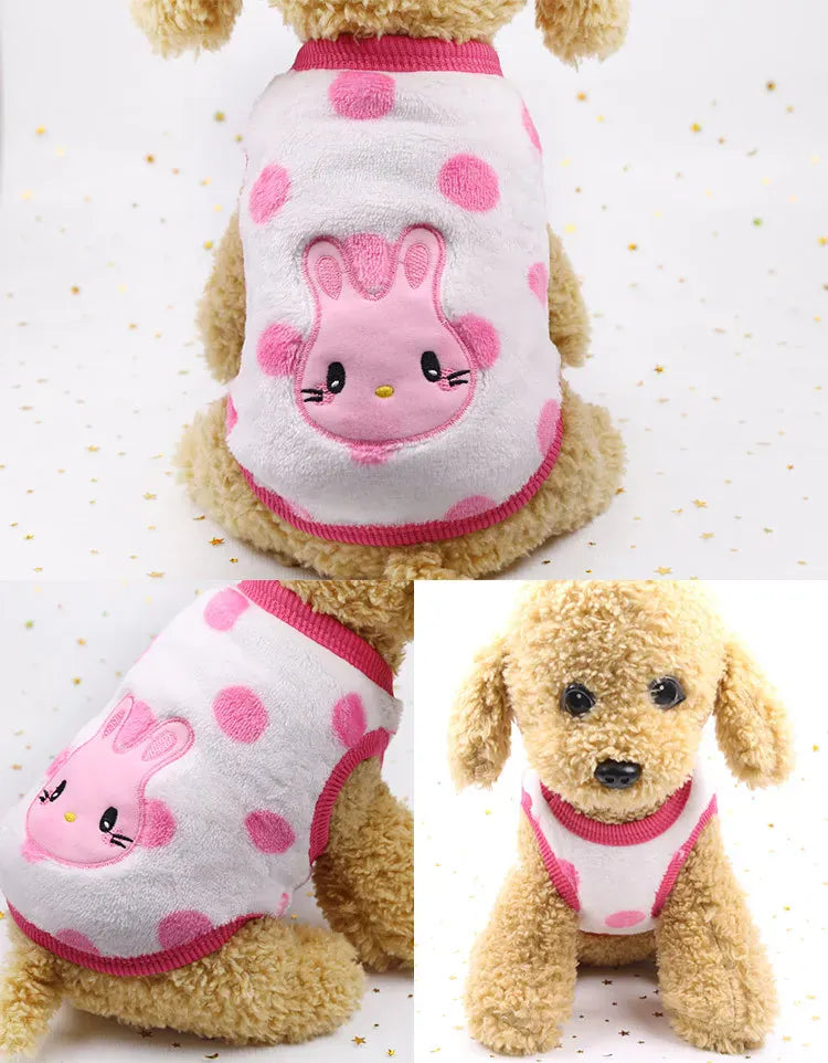 Cartoon Fleece Pet Clothes | Winter Warm Dog & Cat Vest – Cozy Sweater for Small Dogs & Cats