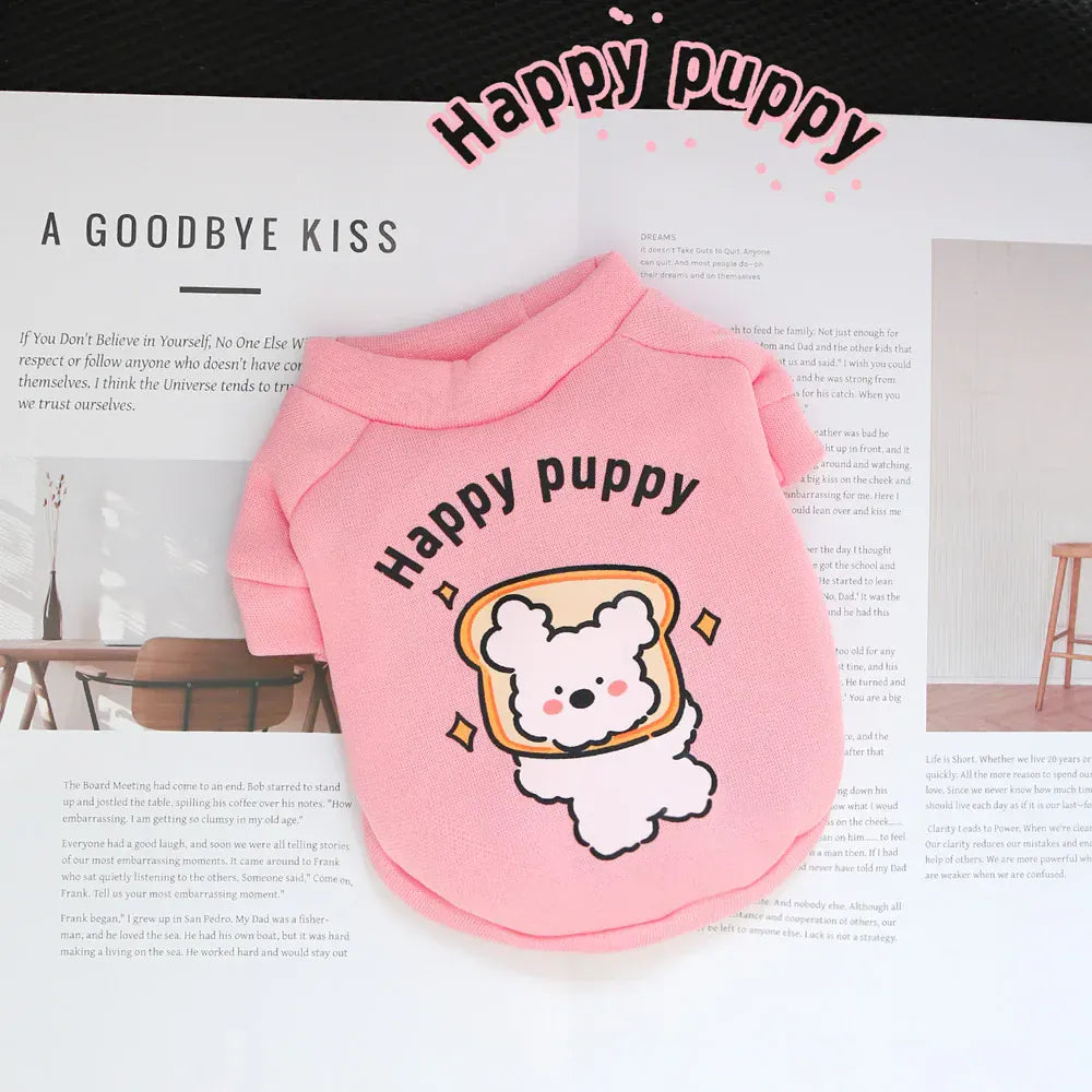 Cartoon Round Neck Hoodie - Plush Winter Sweater for Small Dogs & Cats