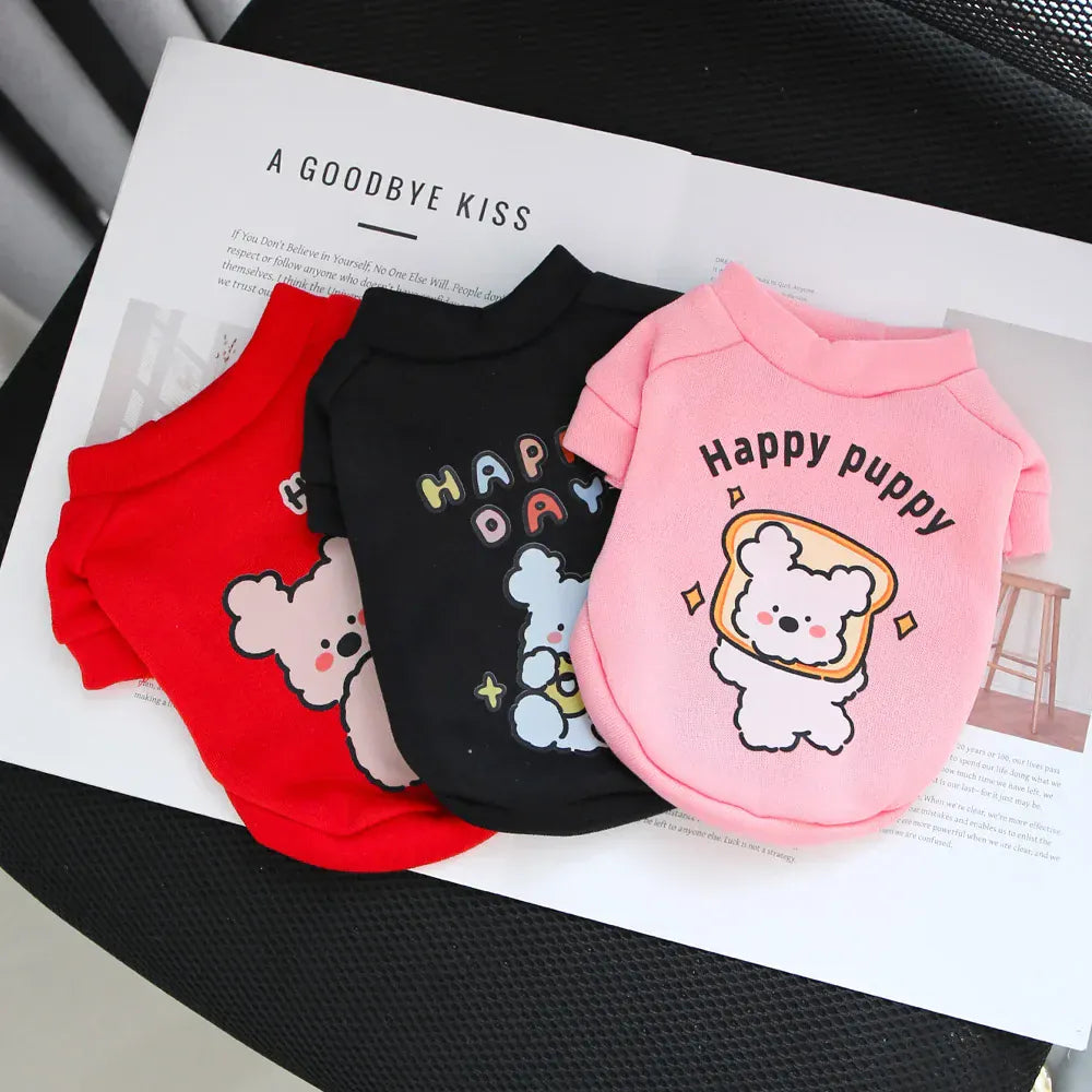Cartoon Round Neck Hoodie - Plush Winter Sweater for Small Dogs & Cats