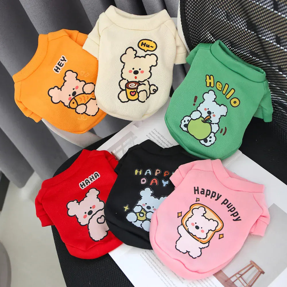 Cartoon Round Neck Hoodie - Plush Winter Sweater for Small Dogs & Cats