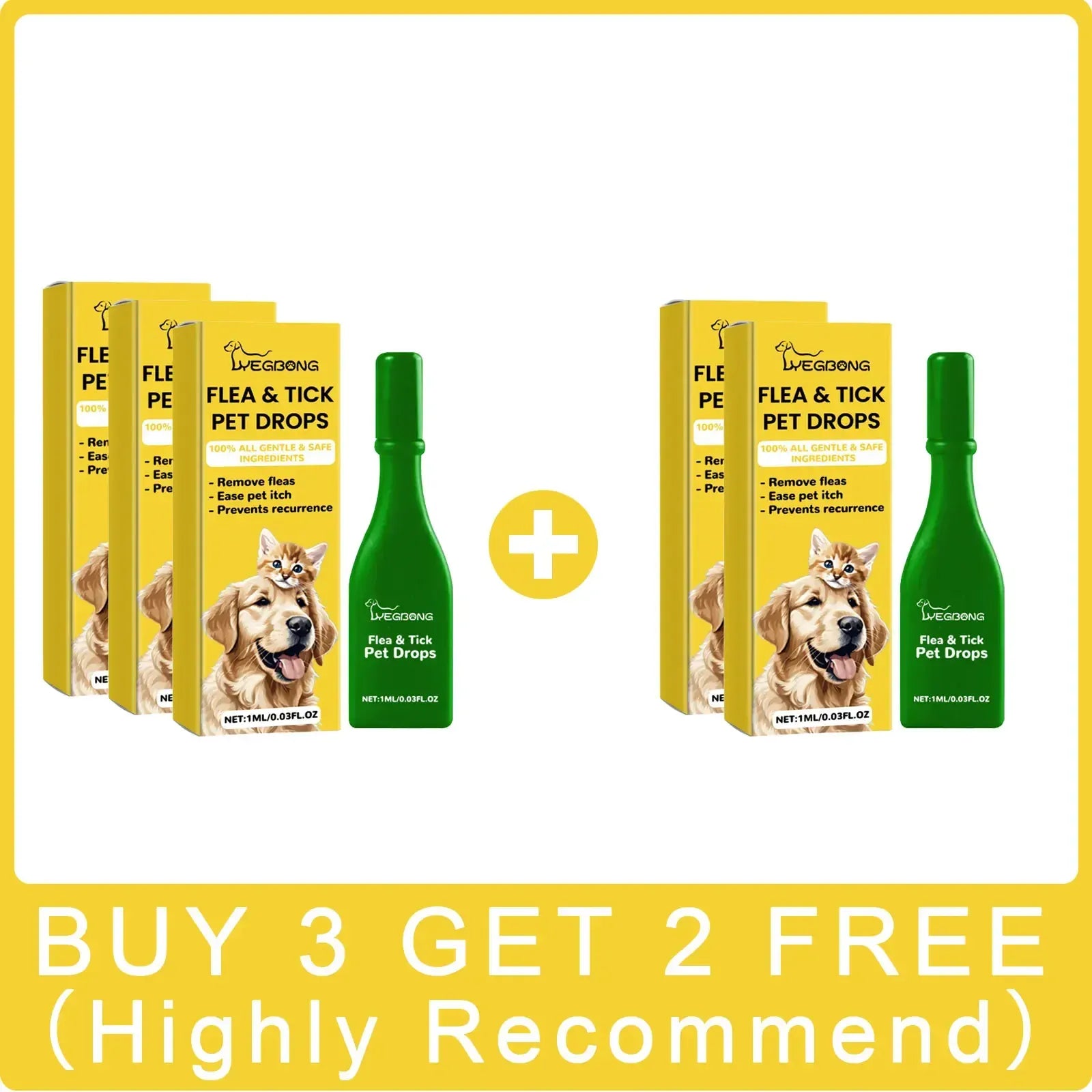 Cat Anti-Flea Drops - Monthly Flea & Tick Treatment, Skin Itching Relief & Deworming Drops for Cats (1ml/3ml/5ml/8ml Options)
