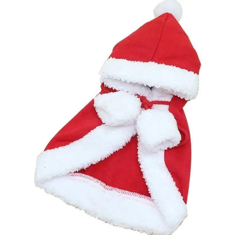 Cat Christmas Costume – Santa Claus Cosplay Cape & Scarf | Funny Pet Xmas Cloak for Cats & Small Dogs | Winter Dress-Up Outfit