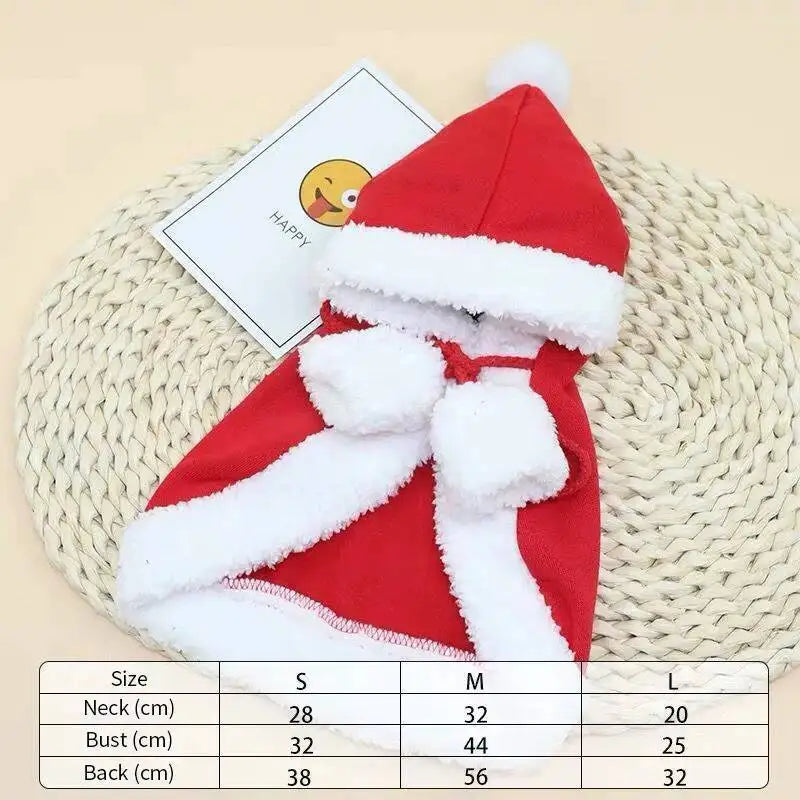 Cat Christmas Costume – Santa Claus Cosplay Cape & Scarf | Funny Pet Xmas Cloak for Cats & Small Dogs | Winter Dress-Up Outfit