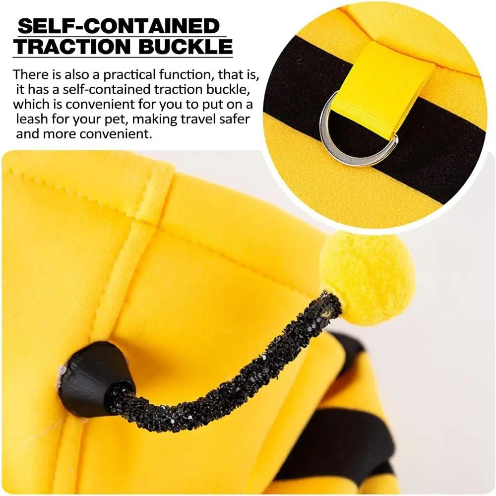 Cat Dog Bee CosCat & Dog Bee Costume | Pet Halloween Cosplay Outfit | Winter Warm Hoodies for Cats & Dogstume Soft Cat Holiday Cosplay Winter Warm Clothes Pet Bee Halloween Hoodies for Pet Supplies