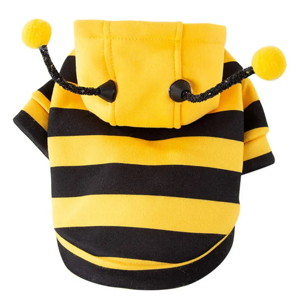 Cat Dog Bee CosCat & Dog Bee Costume | Pet Halloween Cosplay Outfit | Winter Warm Hoodies for Cats & Dogstume Soft Cat Holiday Cosplay Winter Warm Clothes Pet Bee Halloween Hoodies for Pet Supplies