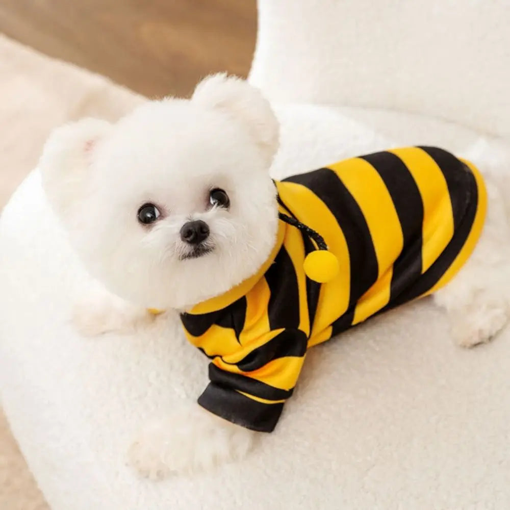 Cat Dog Bee CosCat & Dog Bee Costume | Pet Halloween Cosplay Outfit | Winter Warm Hoodies for Cats & Dogstume Soft Cat Holiday Cosplay Winter Warm Clothes Pet Bee Halloween Hoodies for Pet Supplies