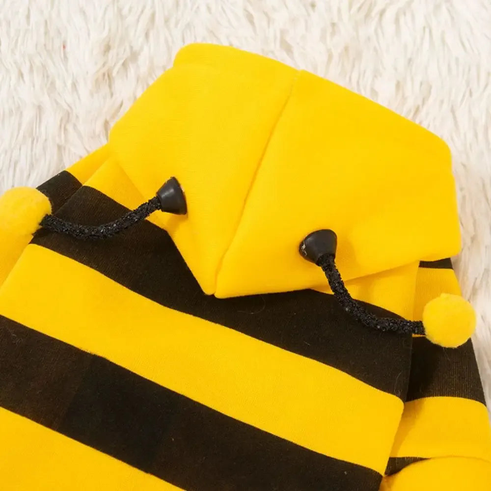 Cat Dog Bee CosCat & Dog Bee Costume | Pet Halloween Cosplay Outfit | Winter Warm Hoodies for Cats & Dogstume Soft Cat Holiday Cosplay Winter Warm Clothes Pet Bee Halloween Hoodies for Pet Supplies