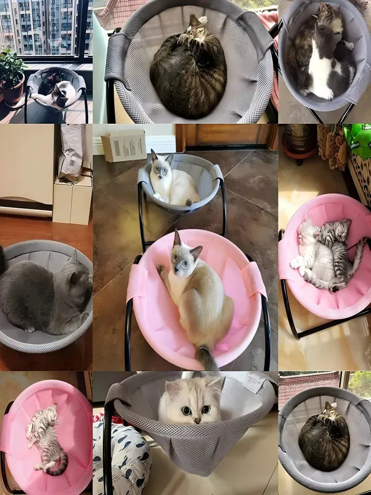 Cat Hammock Bed Stand - Detachable Easy Clean Pet Mat for Small Medium Cats