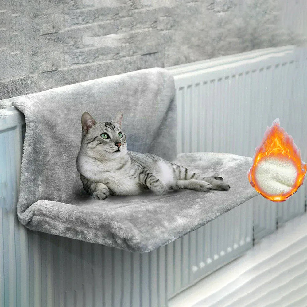 Cat Hanging Radiator Bed – Warm Fleece Basket Hammock with Metal Frame