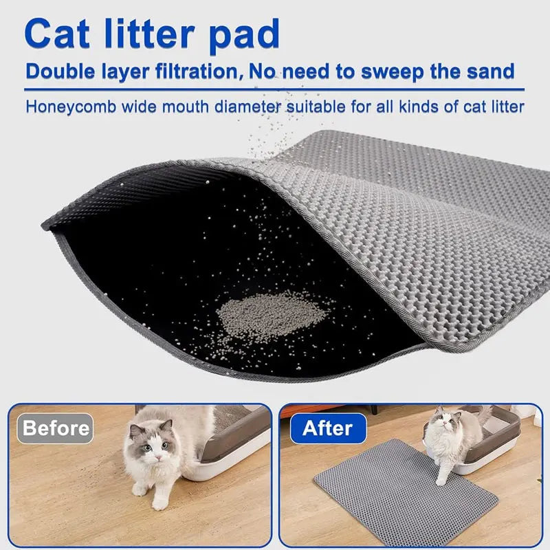 Cat Litter Mat - Waterproof Double Layer Litter Trapping Pad
