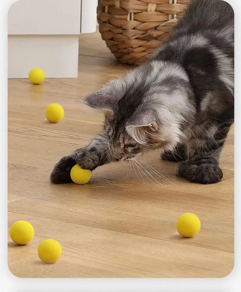 Cat Toy Launcher Gun - Interactive Shooter with Soft Pompom Balls Kittens Toys