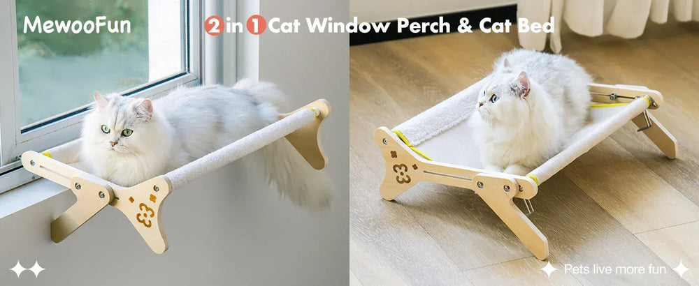 Cat Window Perch 2-in-1 - Adjustable Hammock Bed for Indoor Cats 40lb Capacity
