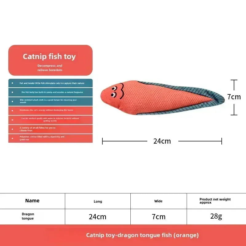 Catnip Fish Toy for Cats – Plush Simulation Fish with Interactive Chew & Pillow Design