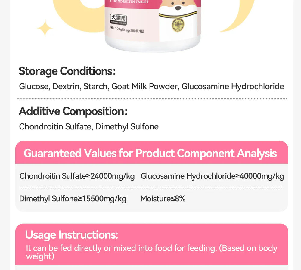 Chanbuni Cat & Dog Calcium Tablets | Joint Support Pet Treats | Nutritious Cat Food Supplement for Strong Bones & Healthy Joints