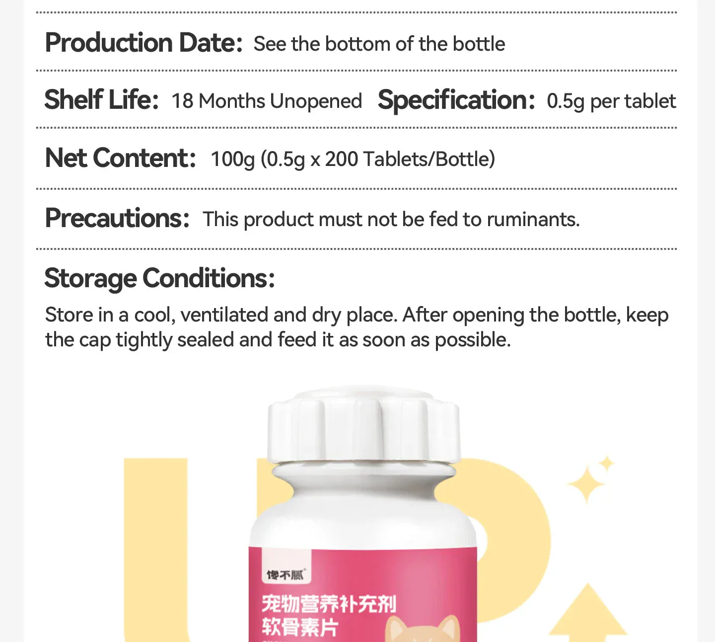 Chanbuni Cat & Dog Calcium Tablets | Joint Support Pet Treats | Nutritious Cat Food Supplement for Strong Bones & Healthy Joints