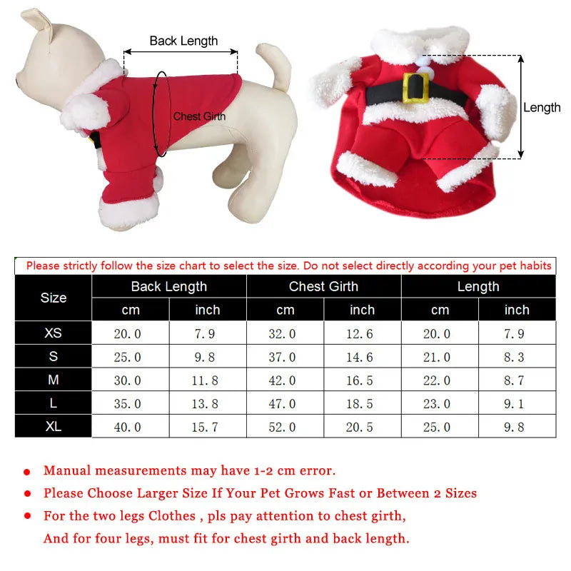 Christmas Cat Costume | Santa Claus Outfit for Small Cats & Dogs | Holiday Pet Clothes Xmas & New Year Kitty Outfit