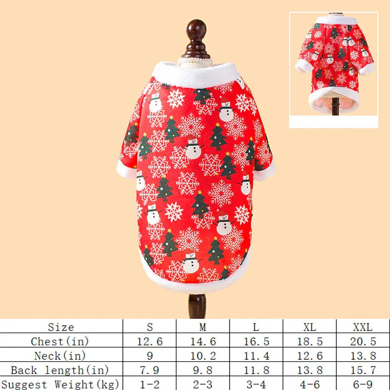 Christmas Pet Clothes - Cute Cartoon Printed Hoodie for Cats & Dogs