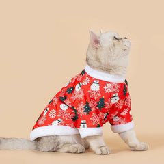Christmas Pet Clothes - Cute Cartoon Printed Hoodie for Cats & Dogs