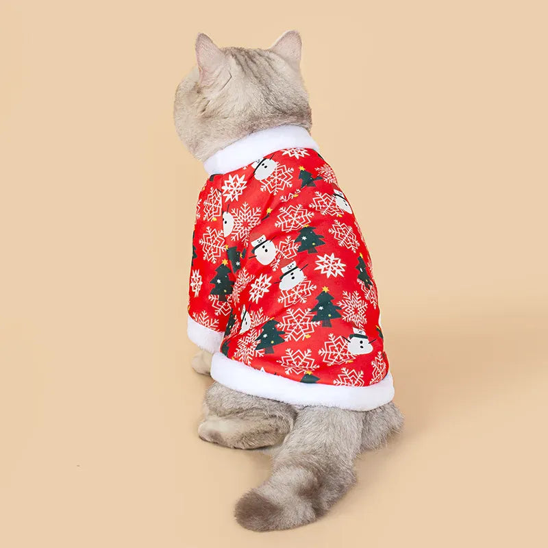 Christmas Pet Clothes - Cute Cartoon Printed Hoodie for Cats & Dogs