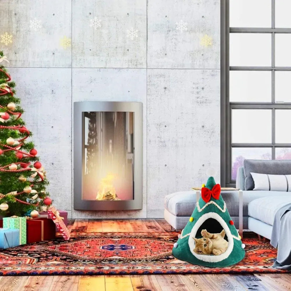 Christmas Pet House - Outdoor Rabbit Habitat Dog Tent Self Heating Cat Bed