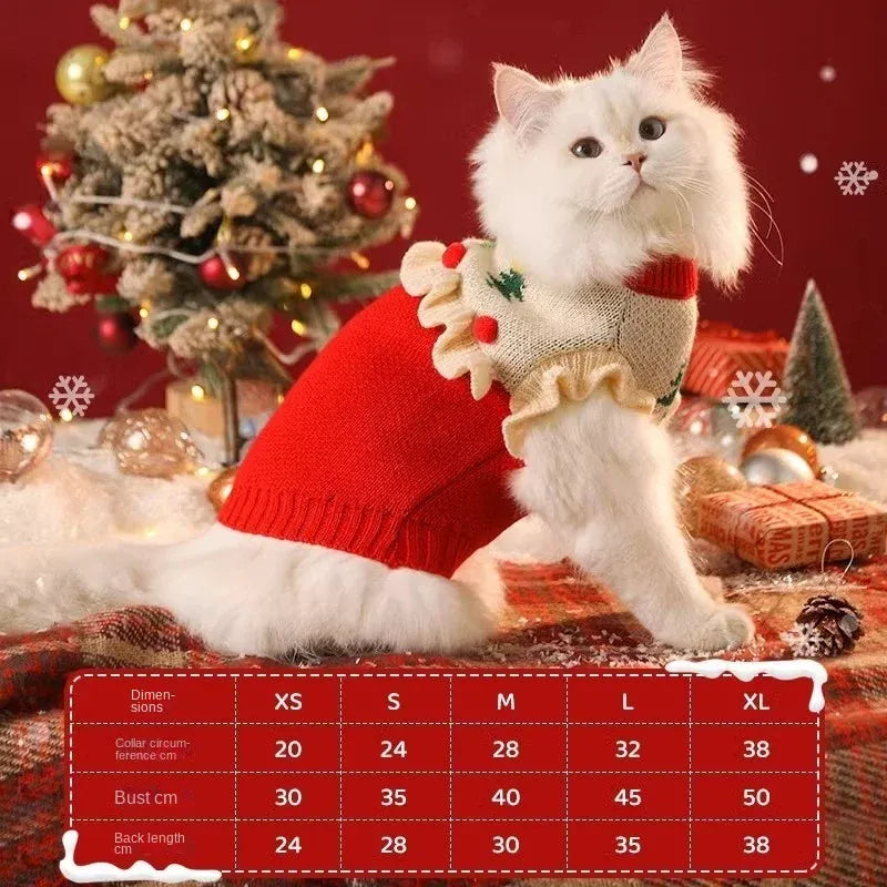 Christmas Pet Sweater – Cute Santa Claus Costume for Cats & Small Dogs | Warm Winter Holiday Outfit