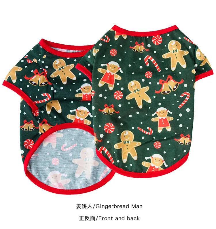 Christmas Pet T-Shirt  - Santa & Snowflake Holiday Outfit for Dogs & Cats