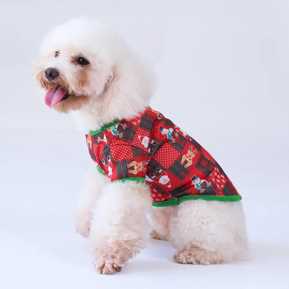 Christmas Pet T-Shirt  - Santa & Snowflake Holiday Outfit for Dogs & Cats