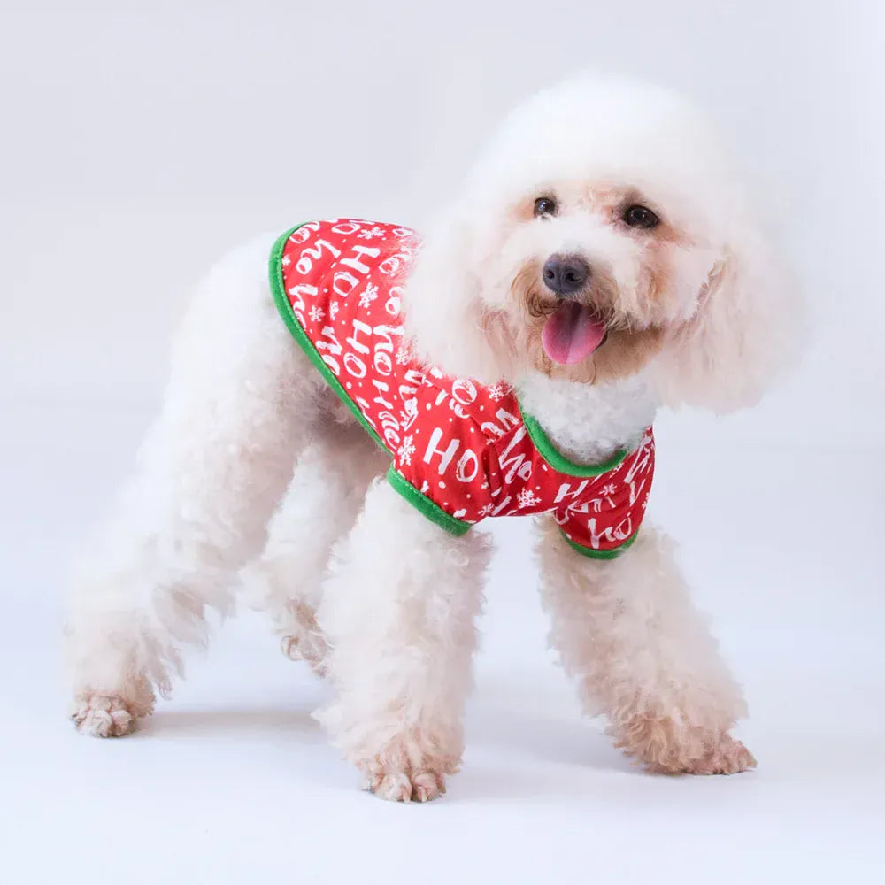 Christmas Pet T-Shirt  - Santa & Snowflake Holiday Outfit for Dogs & Cats