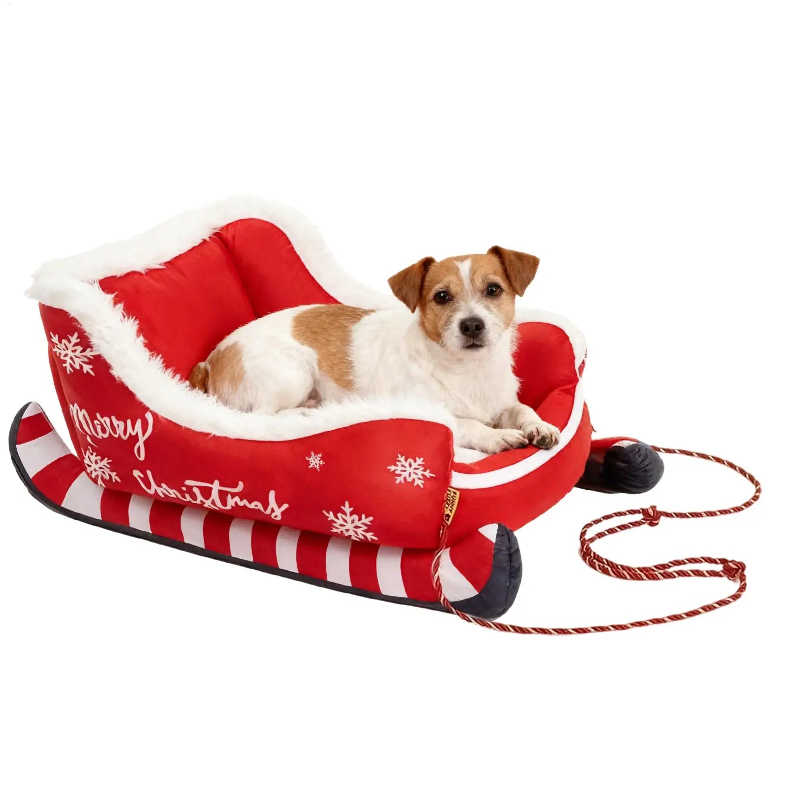 Christmas Sleigh Pet Bed – Warm Washable Dog & Cat Cushion with Non-Slip Base