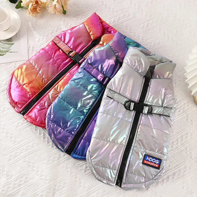 Christmas Waterproof Gradient Pet Vest – Warm Fleece Winter Jacket for Dogs & Cats | Autumn/Winter Pet Clothing