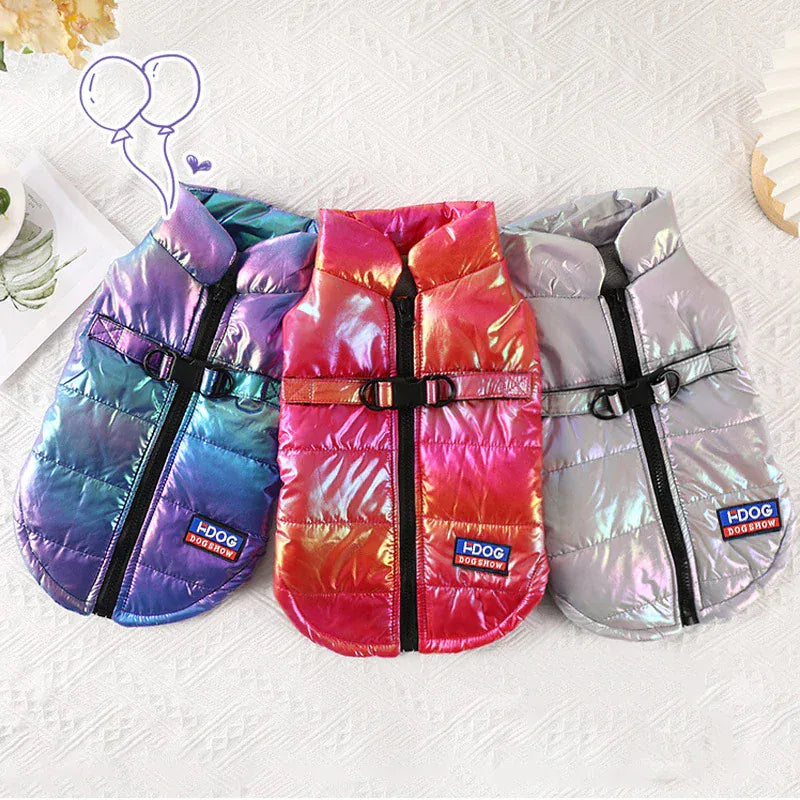 Christmas Waterproof Gradient Pet Vest – Warm Fleece Winter Jacket for Dogs & Cats | Autumn/Winter Pet Clothing