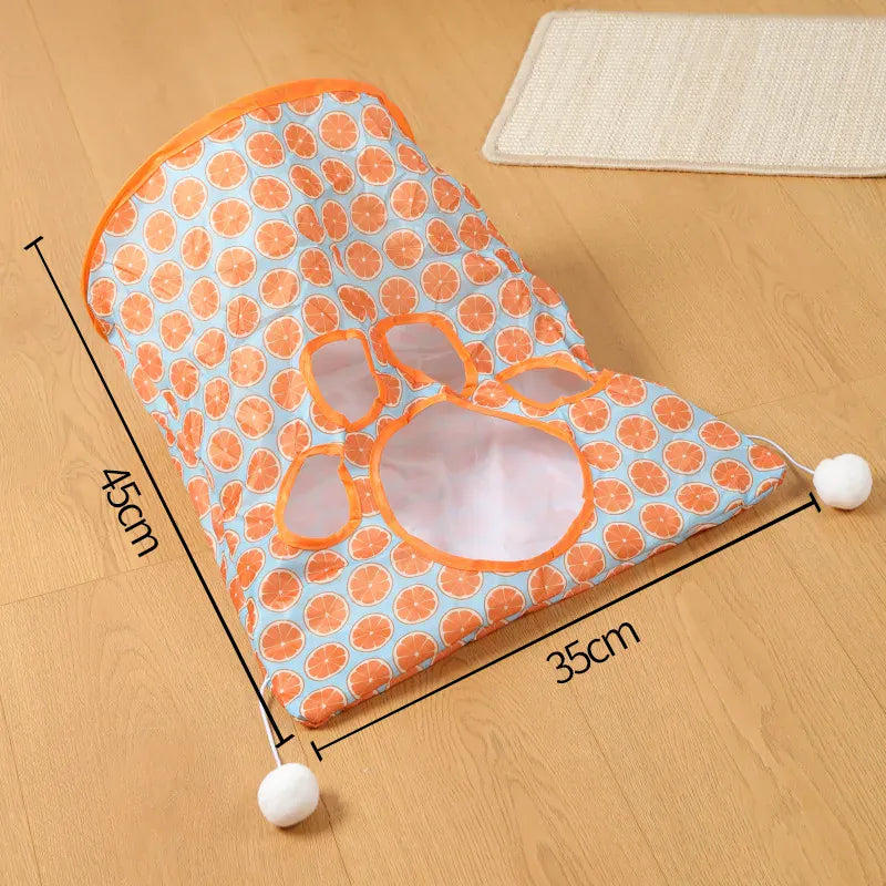 Collapsible Cat Tunnel Set - Interactive Teaser Stick with Rattling Paper Toys