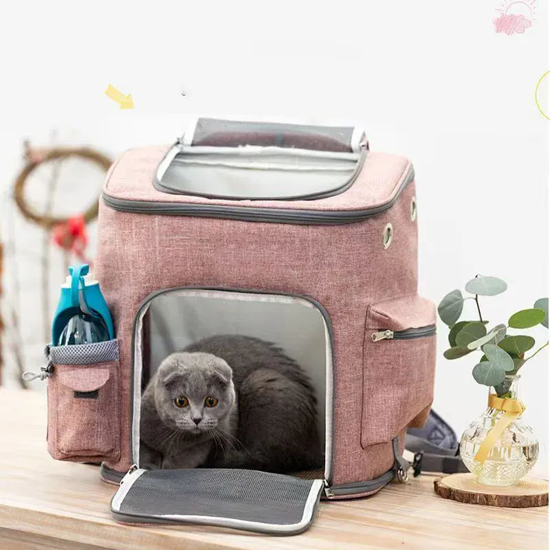 Collapsible Pet Carrier Backpack – Lightweight Foldable Travel Bag with Mesh Windows