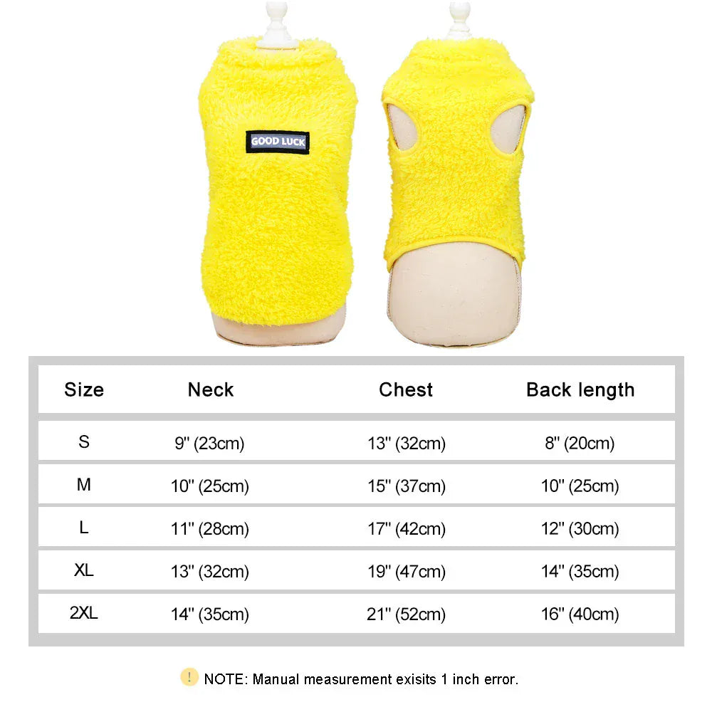 Coral Fleece Pet Vest - Soft Warm Sweater for Small Breeds & Cats