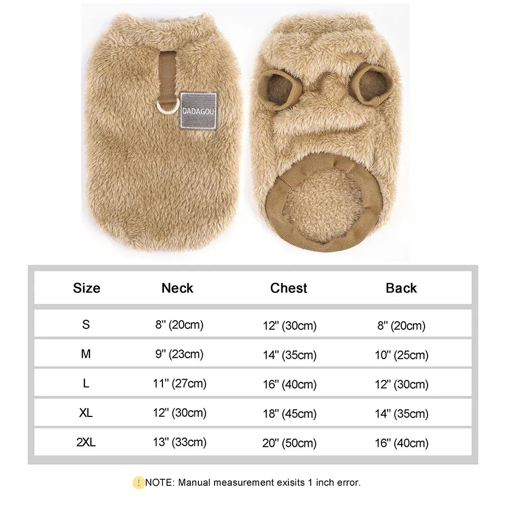 Coral Fleece Pet Vest - Soft Warm Sweater for Small Breeds & Cats