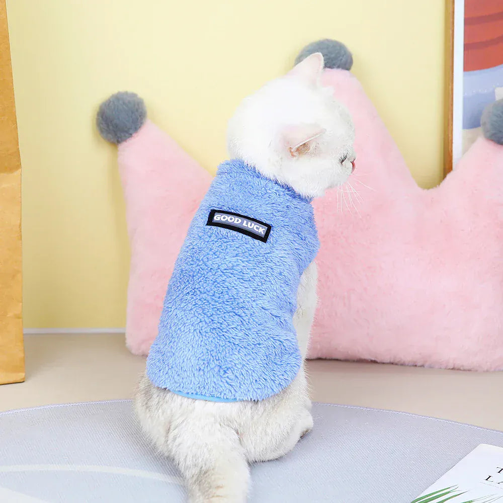 Coral Fleece Pet Vest - Soft Warm Sweater for Small Breeds & Cats