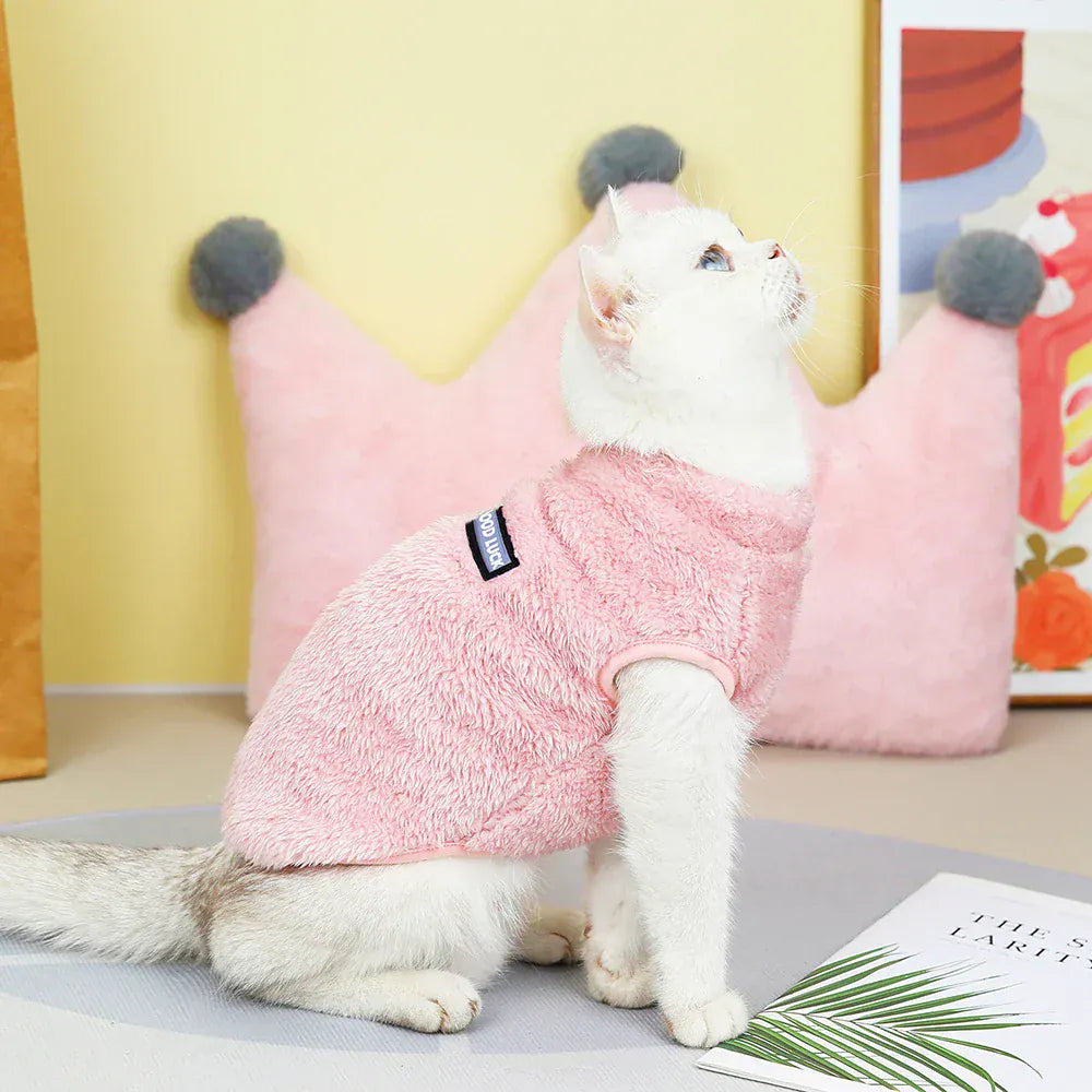 Coral Fleece Pet Vest - Soft Warm Sweater for Small Breeds & Cats