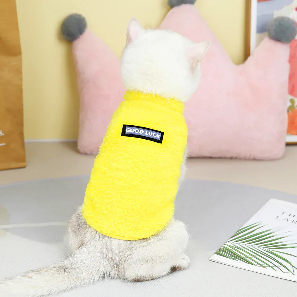 Coral Fleece Pet Vest - Soft Warm Sweater for Small Breeds & Cats