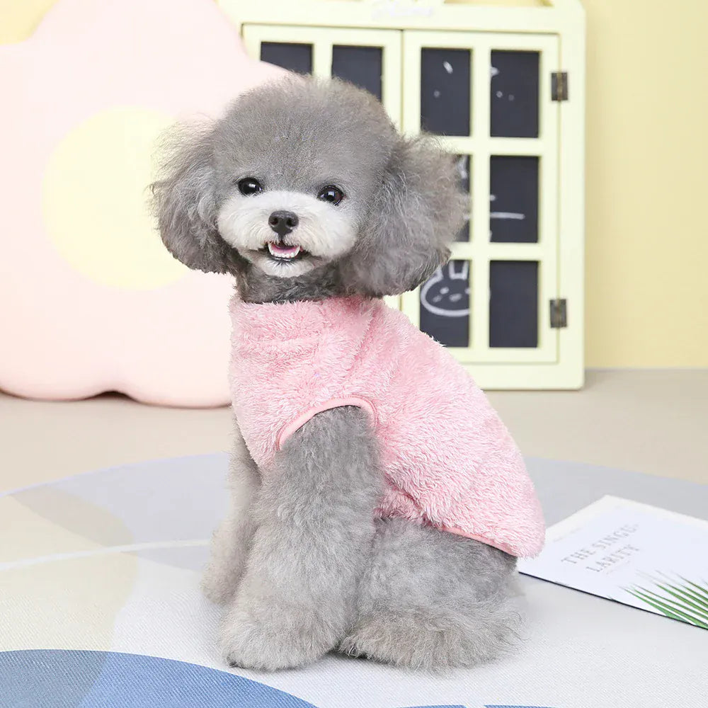 Coral Fleece Pet Vest - Soft Warm Sweater for Small Breeds & Cats