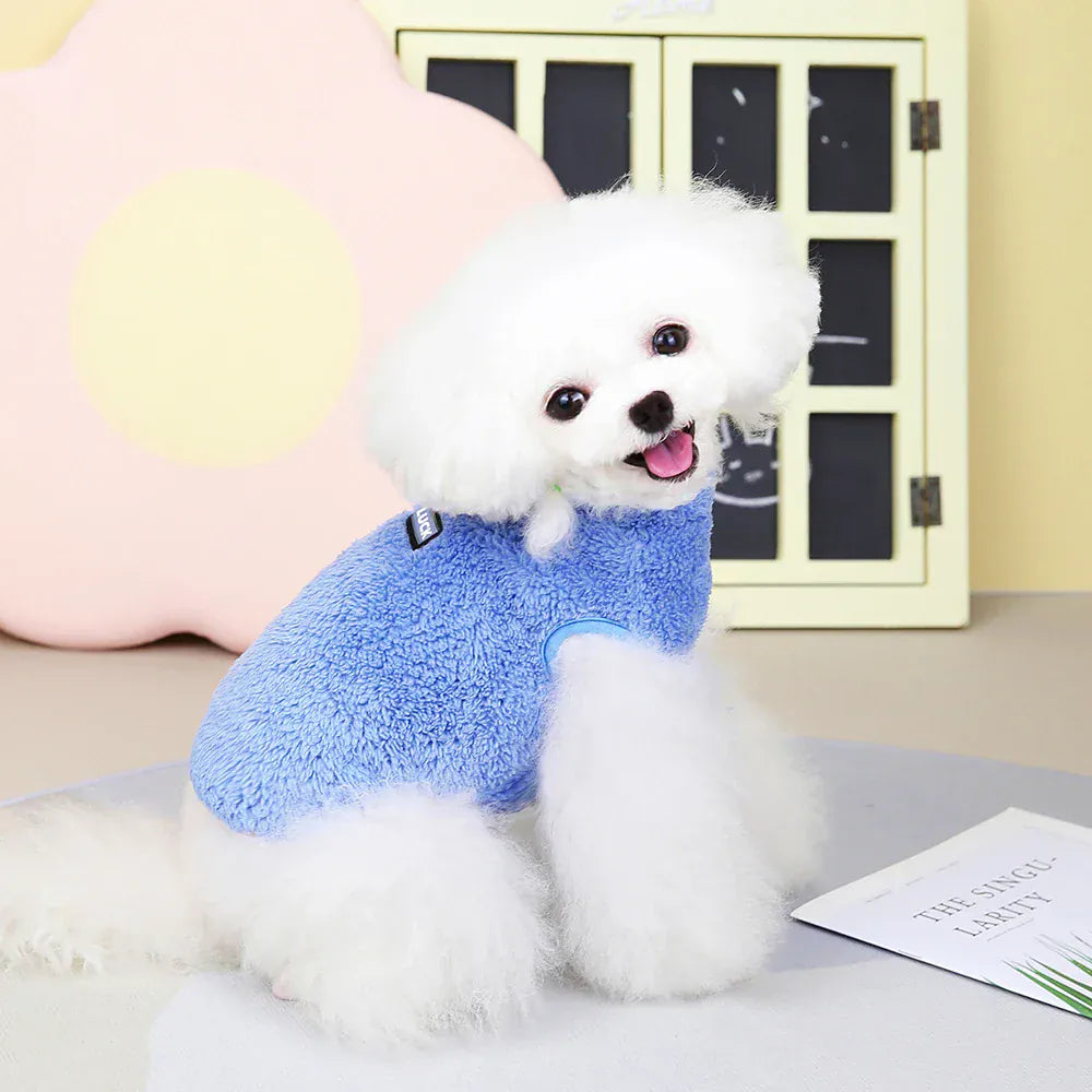 Coral Fleece Pet Vest - Soft Warm Sweater for Small Breeds & Cats