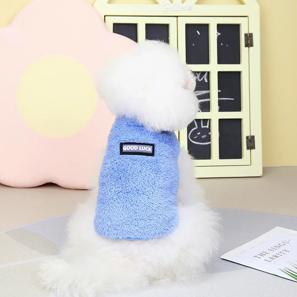 Coral Fleece Pet Vest - Soft Warm Sweater for Small Breeds & Cats