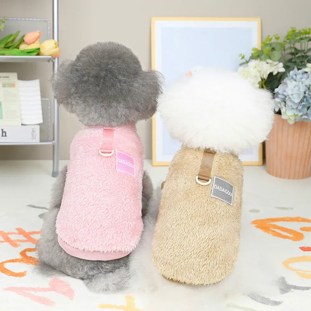 Coral Fleece Pet Vest - Soft Warm Sweater for Small Breeds & Cats