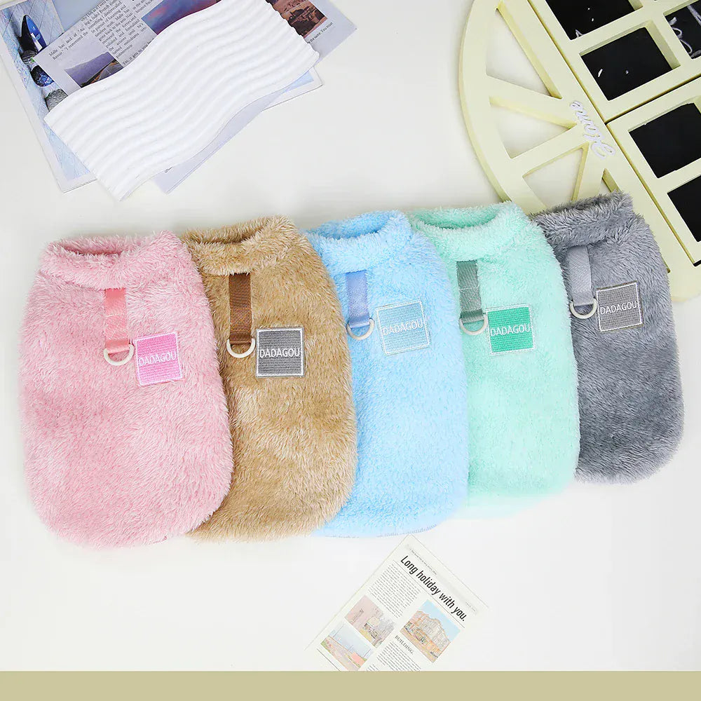 Coral Fleece Pet Vest - Soft Warm Sweater for Small Breeds & Cats