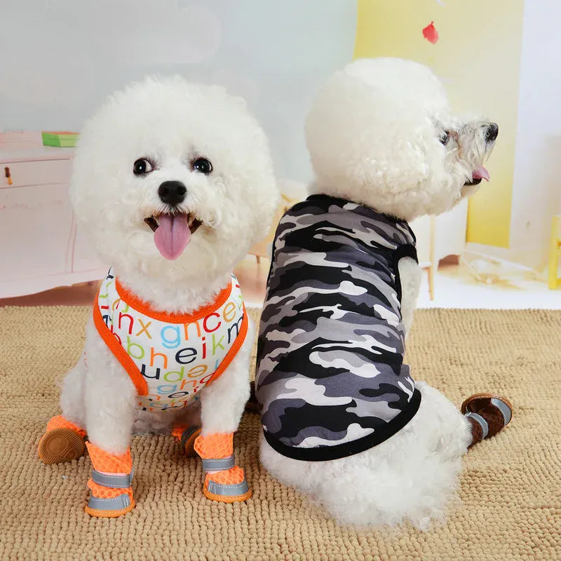 Cotton Vest Dogs Clothes For Small Dogs Chihuahua Clothes Summer Animals Cartoon Vest Dog T-Shirt For Small Dog Medium Yorkshire