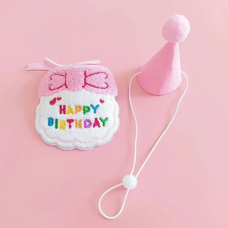 Cute Puppy & Kitten Birthday Hat & Scarf | Dog & Cat Party Outfit | Pet Birthday Accessories