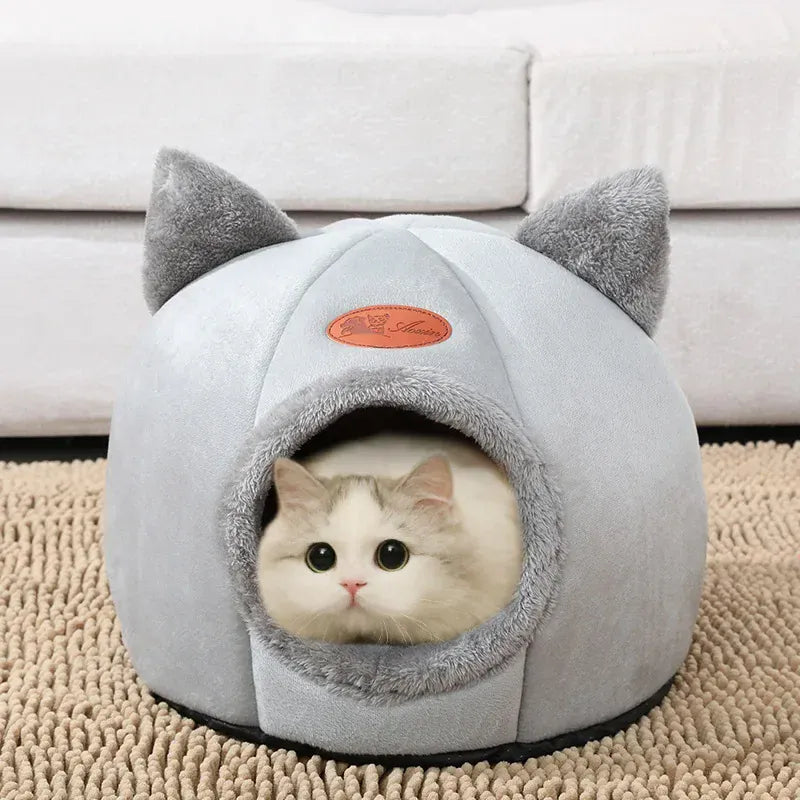Deep Sleep Comfort Cat Bed - Winter Warm Cave Nest Removable Pet House